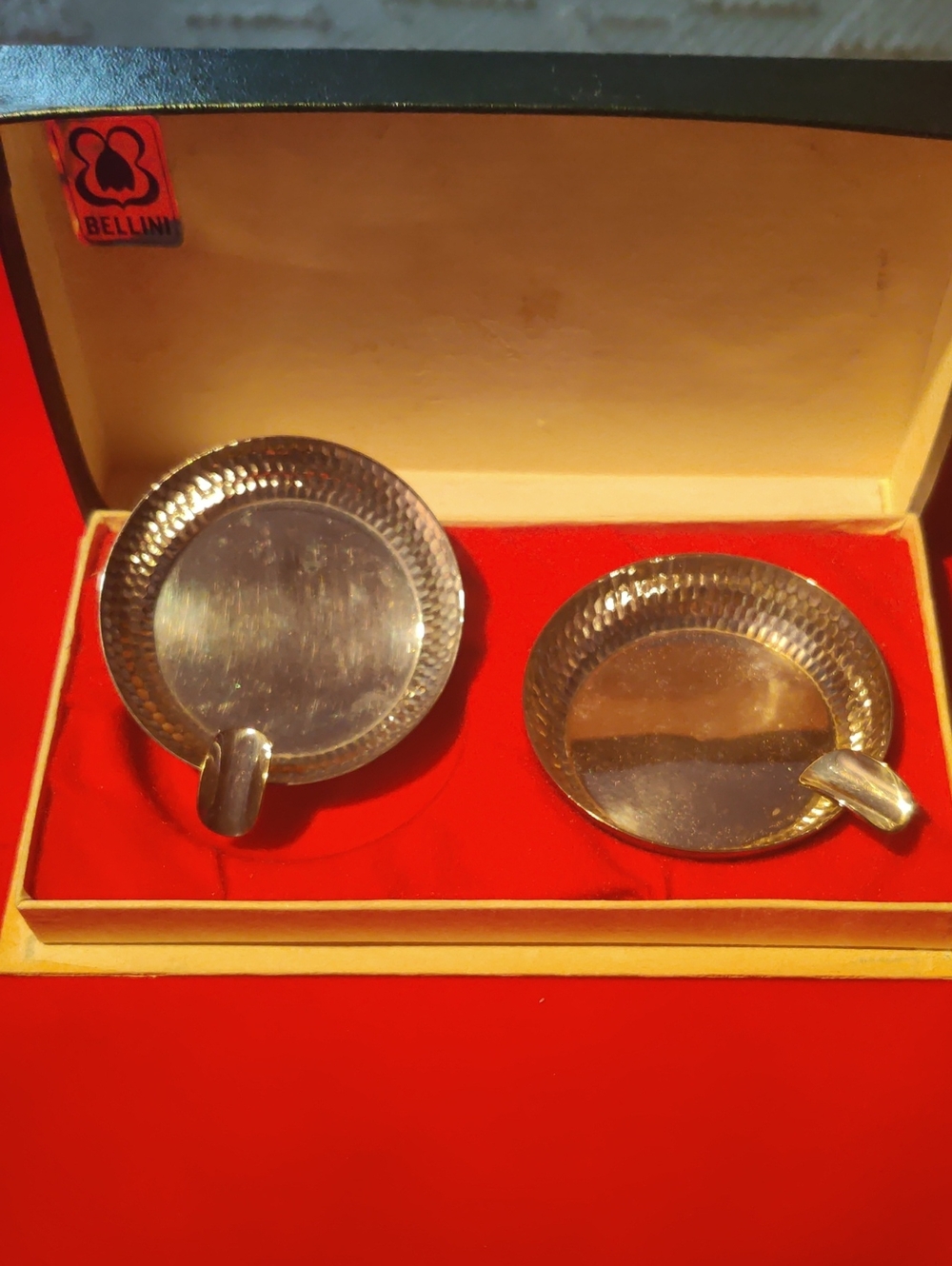 Vintage Pair of Bellini Brass/Silver-plated Ashtrays...Pre-owned
